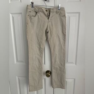 Zara woman cigarette leg jeans in light taupe with distress sz 29